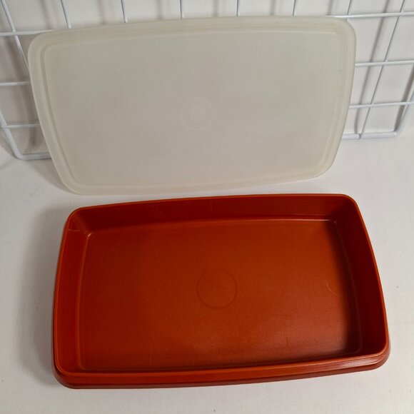 Vintage Collectible Tupperware Deli Bacon Keeper Paprika Red 9.5 x 5.5 x 1.75 In - Picture 7 of 11